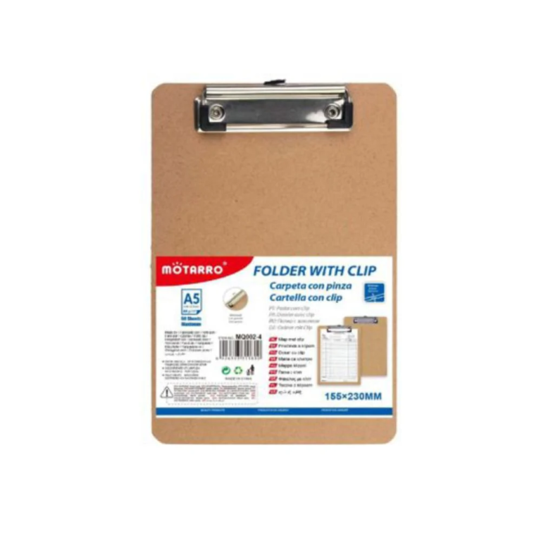 Πινακίδα 155x230mm για Α5 με Πιάστρα από Χαρτόνι Motarro MQ002-4