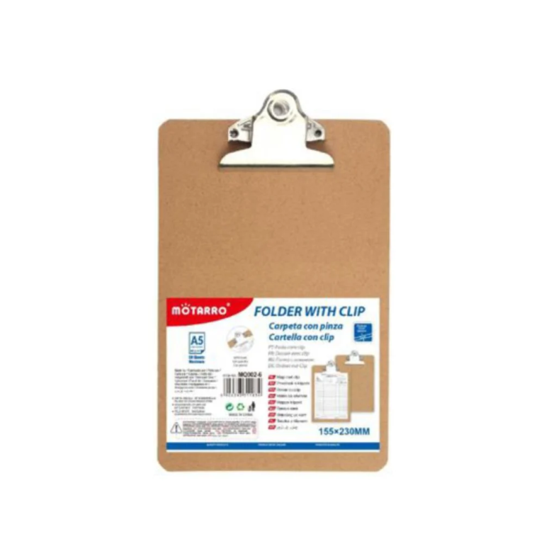 Πινακίδα 155x230mm για Α5 με Πιάστρα από Χαρτόνι Motarro MQ002-6