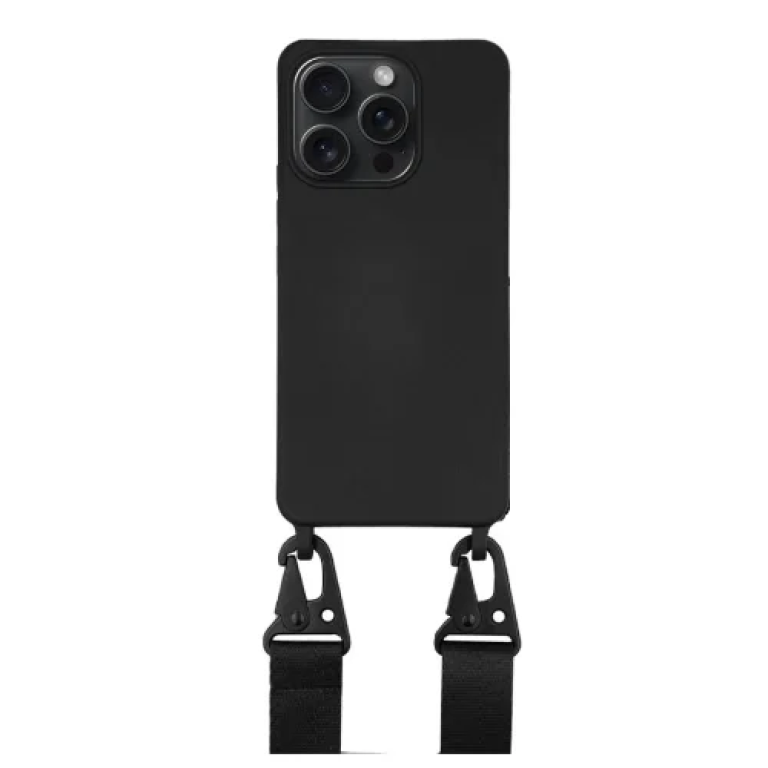 Θήκη Σιλικόνης με Strap για iPhone 15 Pro MagSafe Μαύρη