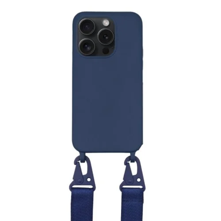 Θήκη Σιλικόνης με Strap για iPhone 15 Pro Max MagSafe Μπλε