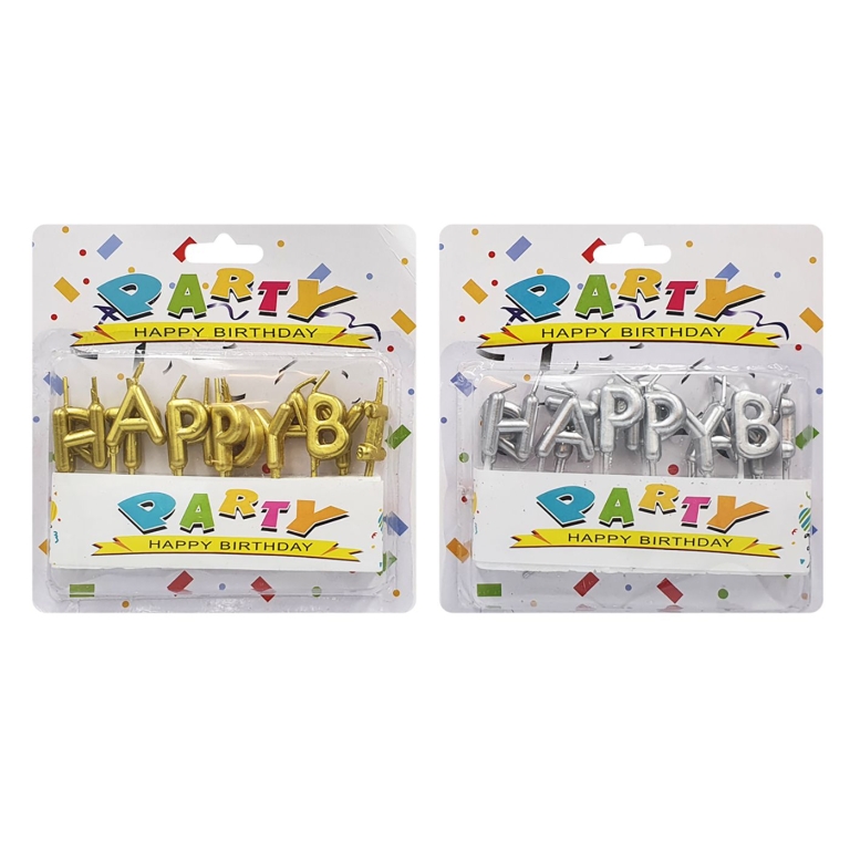 Κεριά Happy Birthday Χρυσό-Ασημί Homie 3767